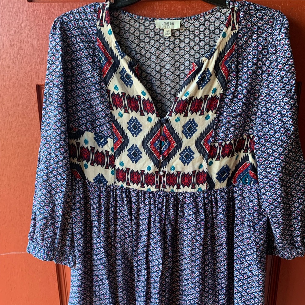 Navy, red and cream tribal UMGEE tunic